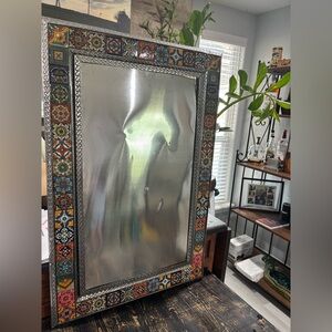 Colorful Talavera Tile Pattern Wall Mirror Frame